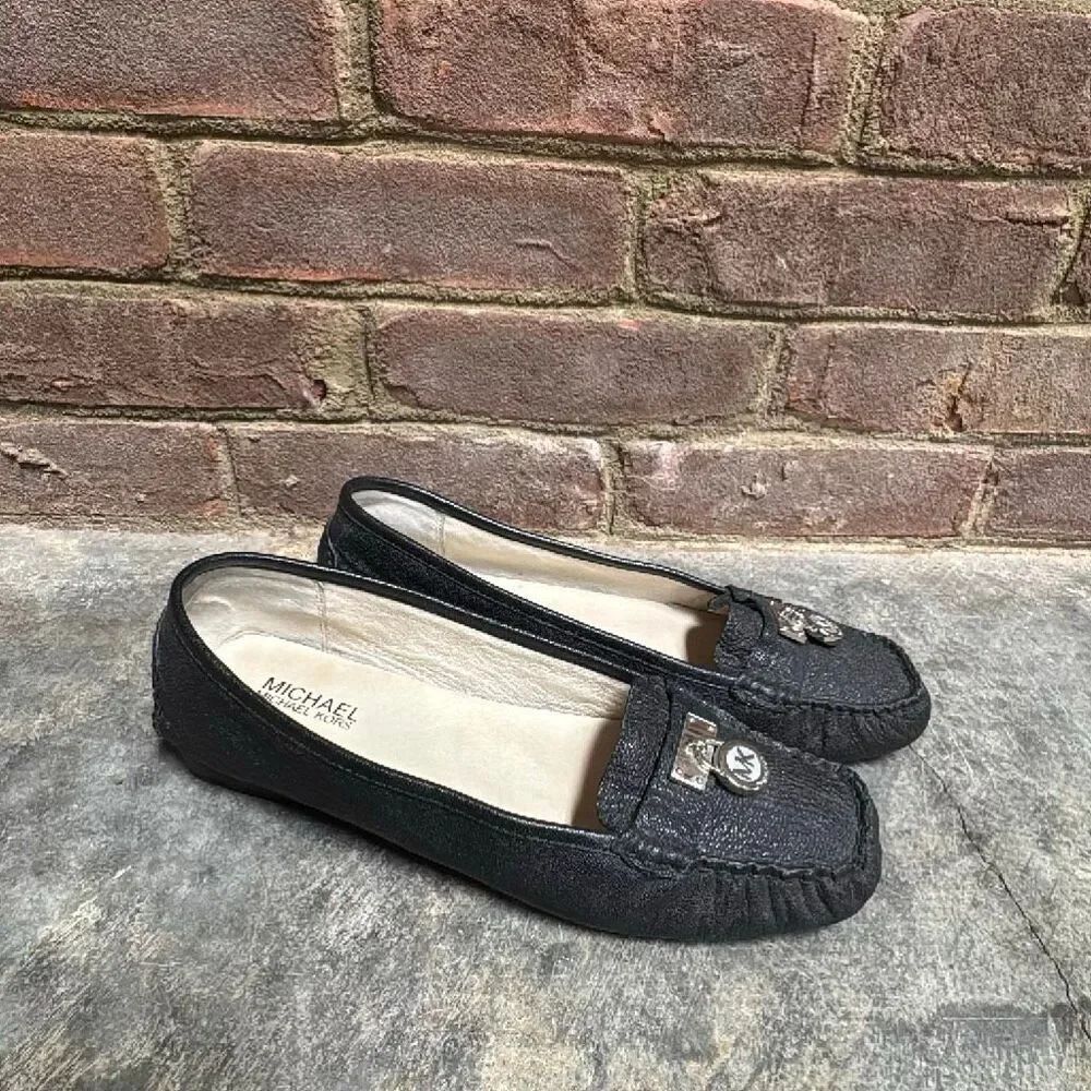 Michael Michael Kors Women’s Black Hamilton Leather Mocassion Loafers Sz 9